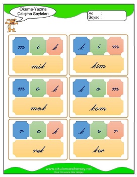 k sesi Hece Kartları